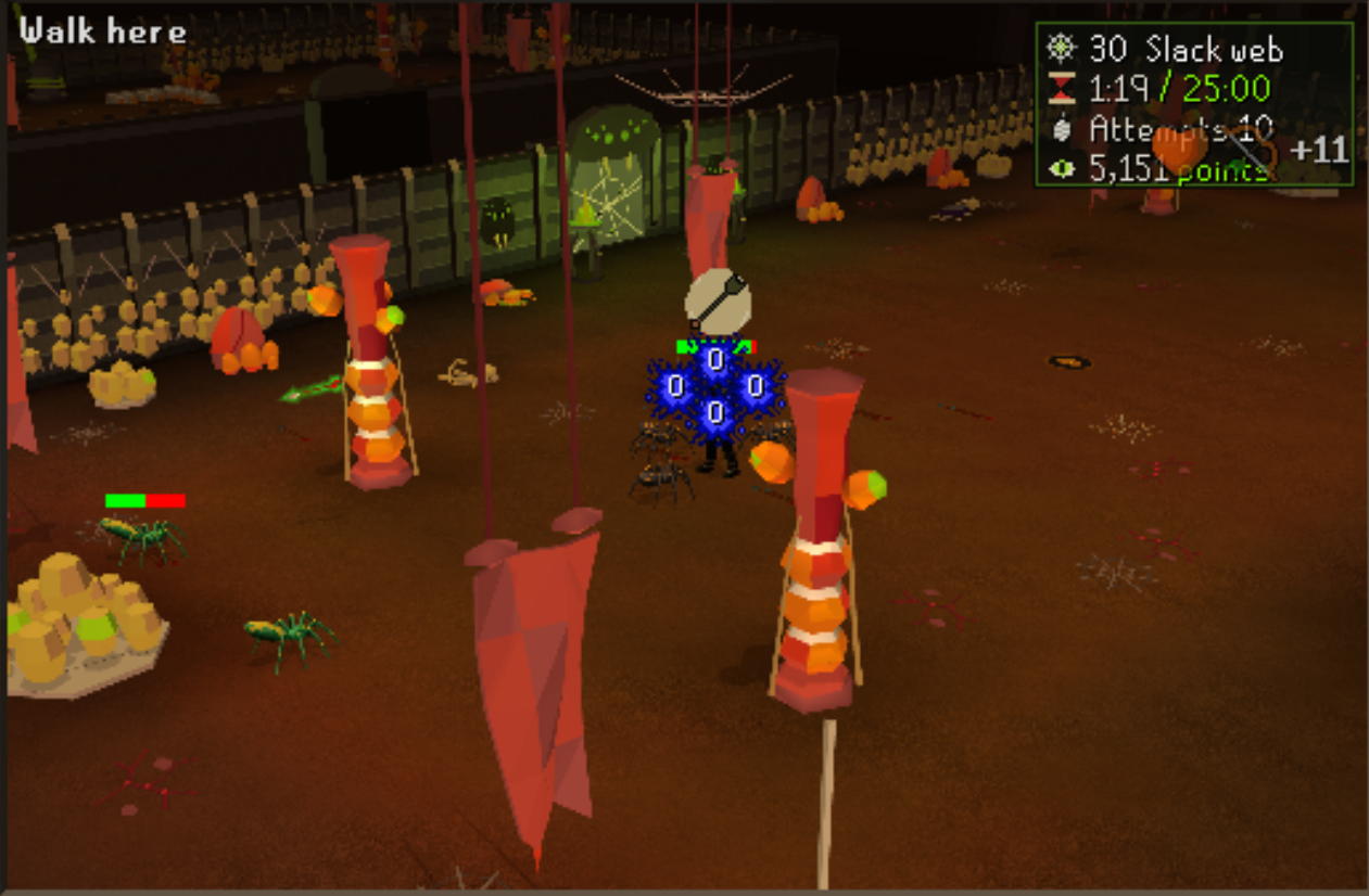 Raid combat among hanging crystals and spiders