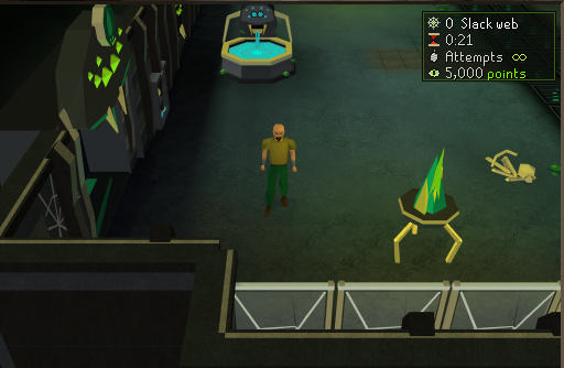 A green crystal and venom pool in the raid